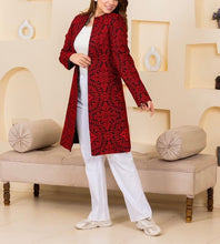 Zukhruf Long Red And Black Embroidered Jacket
