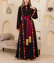 Elegant Black Stripes Embroidered Thob Dress