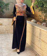 Simple and Golden Black and Red Embroidery Thob with Satin Cuffs Details