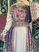Royal Beige Malak Thob with Purple and Green Details