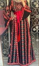 Sparkling Unique Design Floral Black Thob with Red Embroidery