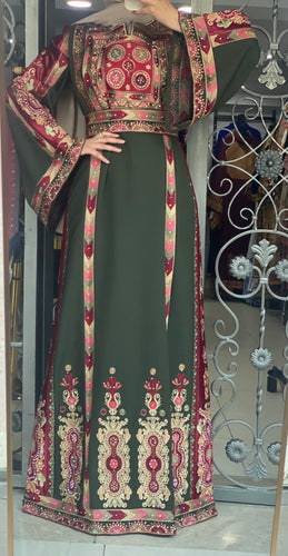 Green and Burgundy Royal Design Malak Thob