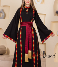 Elegant Black Stripes Embroidered Thob Dress