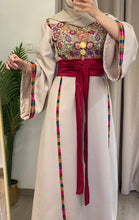 Elegant Beige Ward Thob With Manajil Details and Satin Belt