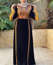 Simple and Golden Black and Red Embroidery Thob with Satin Cuffs Details