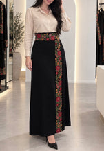Joury Most Elegant Black High Waist Floor Length Flowers Embroidered Maxi Skirt