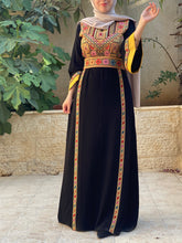 Simple and Golden Black and Red Embroidery Thob with Satin Cuffs Details