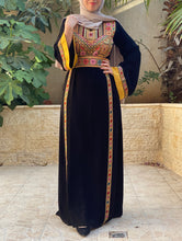Simple and Golden Black and Red Embroidery Thob with Satin Cuffs Details