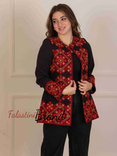 Palestinian Black and Red Diamond Embroidered Jacket
