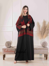 Elegant Black Dress and Abaya Set with Palestinian Embroidery