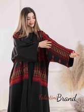 Elegant Black Dress and Abaya Set with Palestinian Embroidery