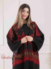 Elegant Black Dress and Abaya Set with Palestinian Embroidery