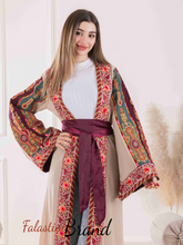 Most Elegant Full of Details Beige Abaya with Satin and Malak like Embroidery