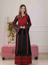 Delicate and Classy Black Thob with Red Embroidery