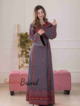 Delicate and Classy Gray Thob with Red Embroidery