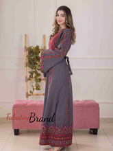 Delicate and Classy Gray Thob with Red Embroidery