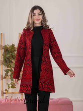 Long Red And Black Embroidered Jacket