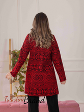 Long Red And Black Embroidered Jacket