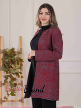 Long Red And Gray Embroidered Jacket