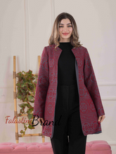 Long Red And Gray Embroidered Jacket