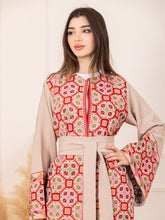 BEESAN Elegant Beige Palestinian Embroidered Abaya