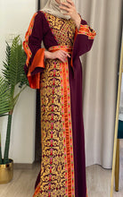 Rahaf Most Elegant Burgundy and Golden Embroidered Thob with Orange Satin and Manajil Details