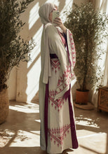 Cream and Berry Princess Thob Dress with Satin Details