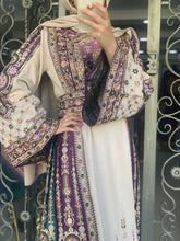Royal Beige Malak Thob with Purple and Green Details