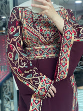 Magnificent Full of Details Burgundy Thob with Golden Embroidery