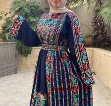 Amazing Navy Palestinian Embroidered Thobe Dress With Astonishing Embroidery