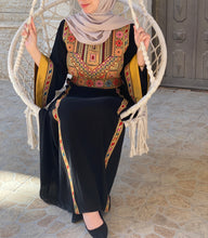 Simple and Golden Black and Red Embroidery Thob with Satin Cuffs Details