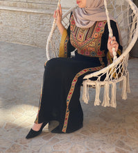 Simple and Golden Black and Red Embroidery Thob with Satin Cuffs Details