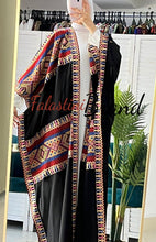 Stylish Black & Colorful Embroidered Open Abaya/Bisht