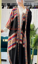 Stylish Black & Colorful Embroidered Open Abaya/Bisht