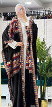 Stylish Black & Colorful Embroidered Open Abaya/Bisht