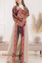 Most Elegant Full of Details Beige Abaya with Satin and Malak like Embroidery