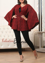 Red Full Embroidered Palestinian Poncho/Cape