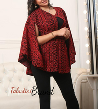 Red Full Embroidered Palestinian Poncho/Cape