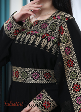 Elegant Black and Golden Shoulder Drapes Embroidered Dress