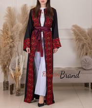 Black Elegant Abaya with Unique Embroidery and Satin Belt