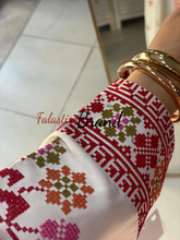 Amazing White and Red Satin Thob with Unique Floral Embroidery White Skirt