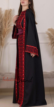 Elegant Black With Red Dress and Abaya Set with Palestinian Embroidery