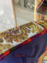 Malak Navy and Off white Thobe with Unique Qasab Embroidery and Original Etamine Fabric