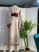 Elegant Biege Stripes Embroidered Thob Dress