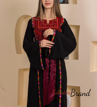 Elegant Stylish Black Thob with Colorful Orooq Details and Satin Belt