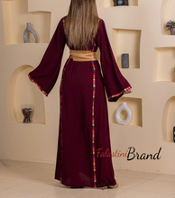 Elegant Stylish Burgundy Thob With Satin Belt