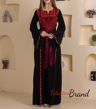 Elegant Stylish Black Thob with Colorful Orooq Details and Satin Belt