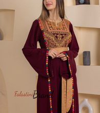 Elegant Stylish Burgundy Thob With Satin Belt