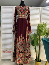 Magnificent Full of Details Burgundy Thob with Golden Embroidery