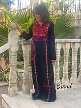 Little Girls Elegant Stylish Black Thob with Colorful Orooq Details and Satin Belt